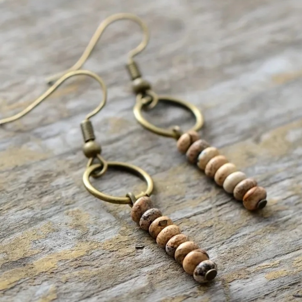 Tan and Brown Minimalist Bohemian Earrings